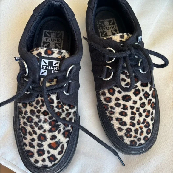 T.U.K Leopard Print Sneakers with Black Accents - Picture 2 of 8